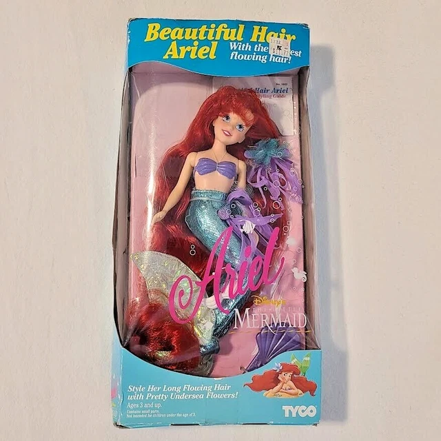 1992 THE LITTLE Mermaid 10" Ariel Beautiful Hair Doll Disney TYCO 1802