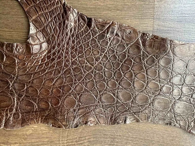 Piel de cocodrilo genuina, cuero de cocodrilo genuino italiano, cuero exótico