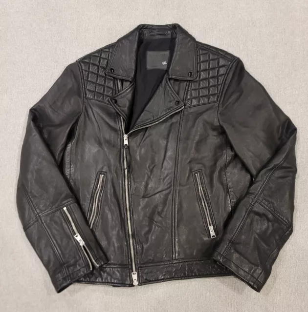 All Saints Moto Taro Biker Lambskin Lamb Leather Jacket Size Large Motorcycle