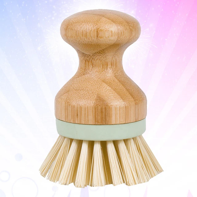 1 pieza Cepillo de limpieza de madera maciza sartén cepillo suministros de lavado para cocina