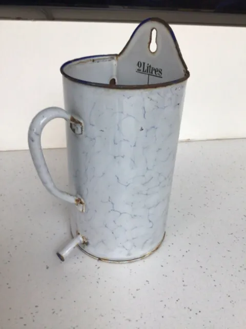 Vintage French Enamel Irrigator - Planter Vase Pot - Blue