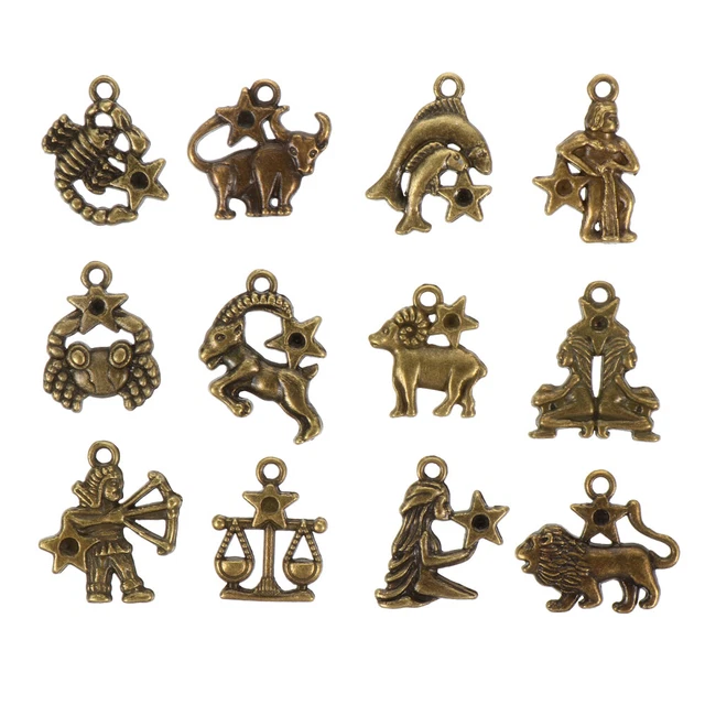 60 Pcs Charm Jewelry Accessories Crafting Charms Zodiac Bracelet Metal