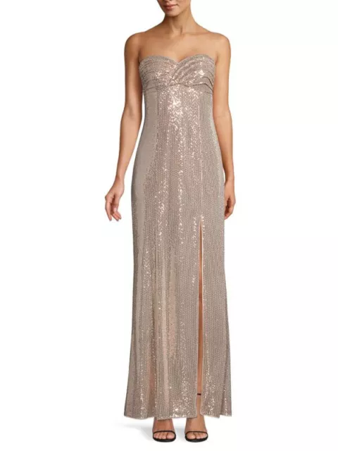 Aidan by Aidan Mattox Sequin Strapless Slit Gown, Sweetheart neckline Sz 10, NWT