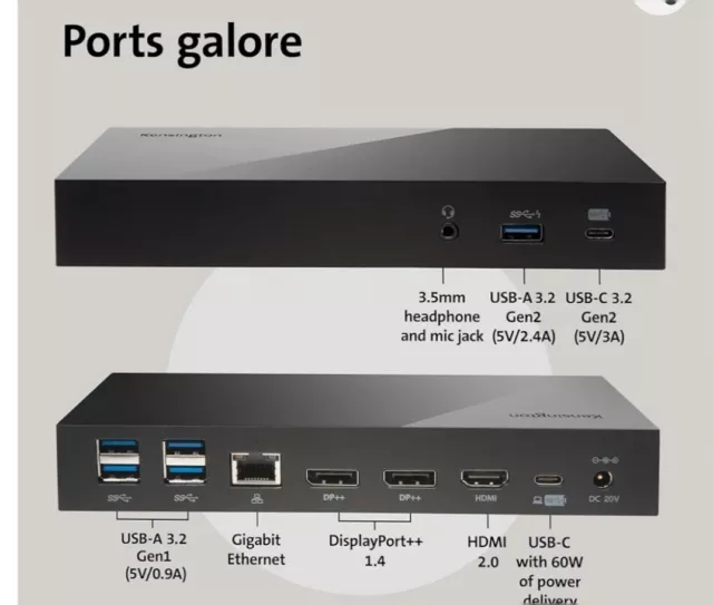 Kensington SD4800P Station d’accueil USB-C 60W/ triple sortie vidéo