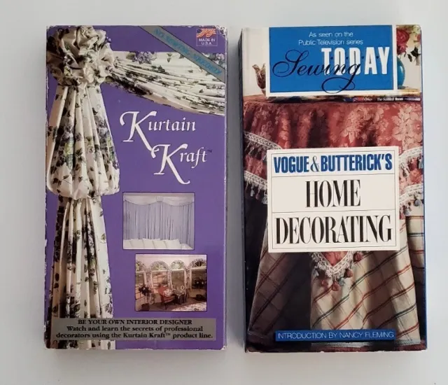 2 VHS lot Kurtain Kraft sewing today  VOGUE & BUTTERICKS HOME DECORATING Curtain