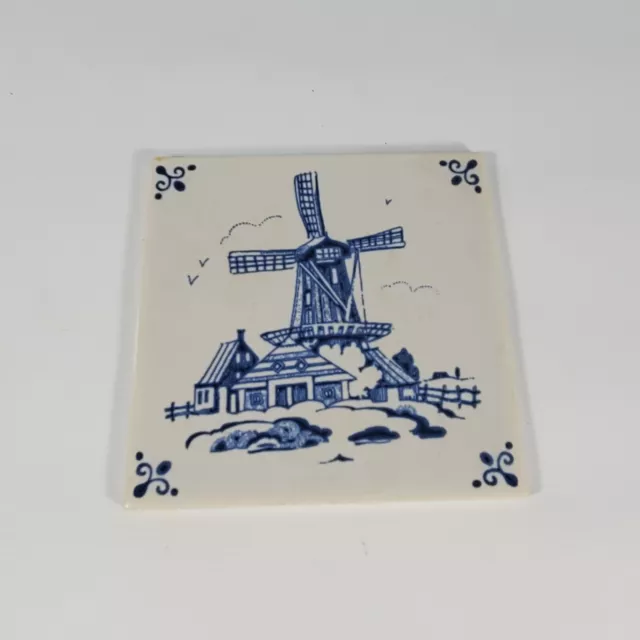 Delft Blue Tile Royal Mosa Holland 4.5 Inch Windmill and Farm House #6