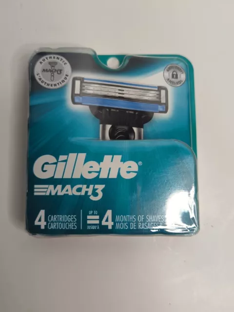 Hoja de afeitar Gillette Mach3 para hombre nueva en caja sellada 4 cartuchos