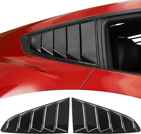 For 2015-2023 Ford Mustang Gloss Black Side Vent Window 1/4 Quarter Scoop Louver
