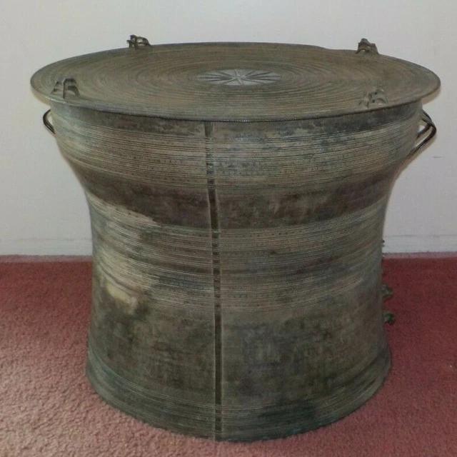 Antique Burmese Bronze Karen Frog Drum Vintage