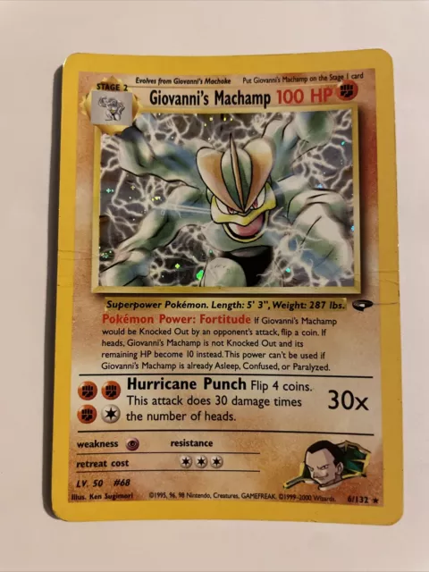 Pokemon Card Giovanni's Machamp 6/132 Holo Rare Gym Challenge WOTC