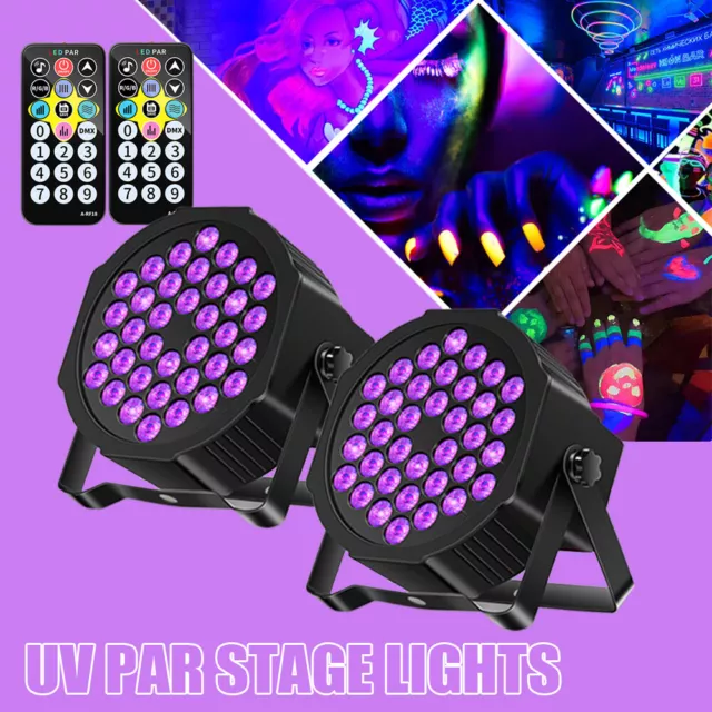 2pcs UV 36 LED Par Can Stage Black Light DMX Disco Party Romantic Wedding Show