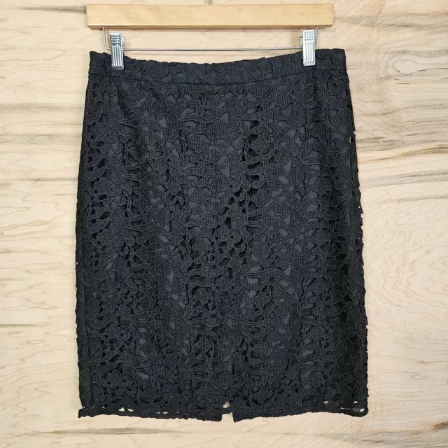 JCrew Factory Womens Sz 4 Black Lace Overlay Lined Pencil Skirt NWT