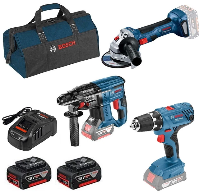 BOSCH 18 VOLT ProfiSet mit 2 Akkus GSR 18 V21 GWS 18V7 GBH 18 V21