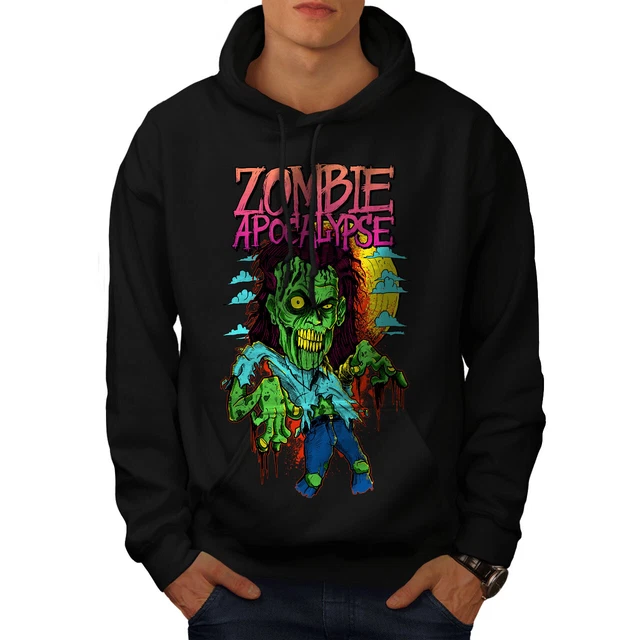 Wellcoda Zombie Apocalypse Horror Mens Hoodie,  Casual Hooded Sweatshirt