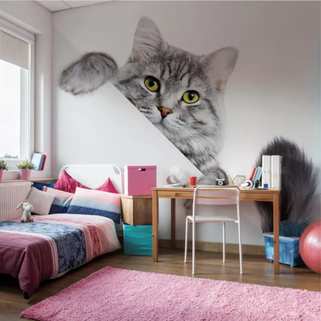 VINYL Fototapete Kinderzimmer XXL TAPETE Tierchen KATZE 3D 3418