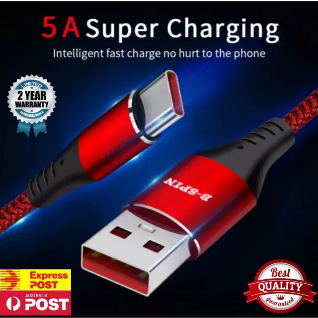 B-SPIN USB to Type C Charger Cable 5A Fast Charging Cord for Samsung iphone 15