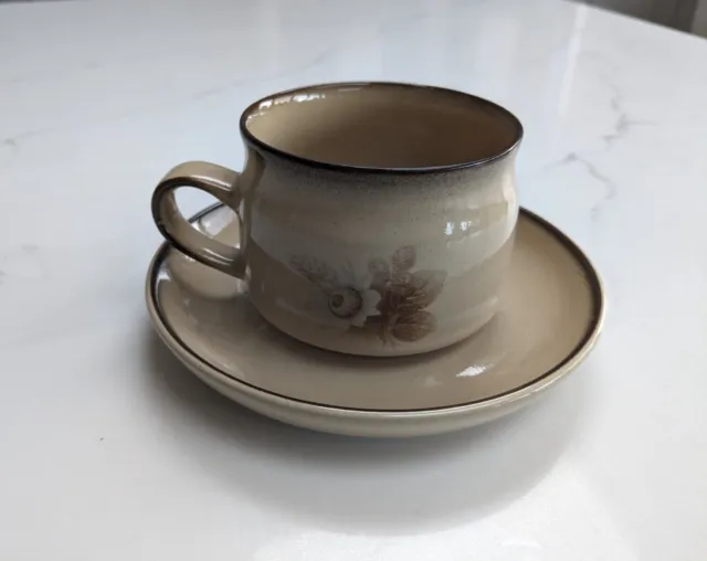 Vintage Denby Memories Tea / Coffee Cup And Saucer Set Light And Dark Brown