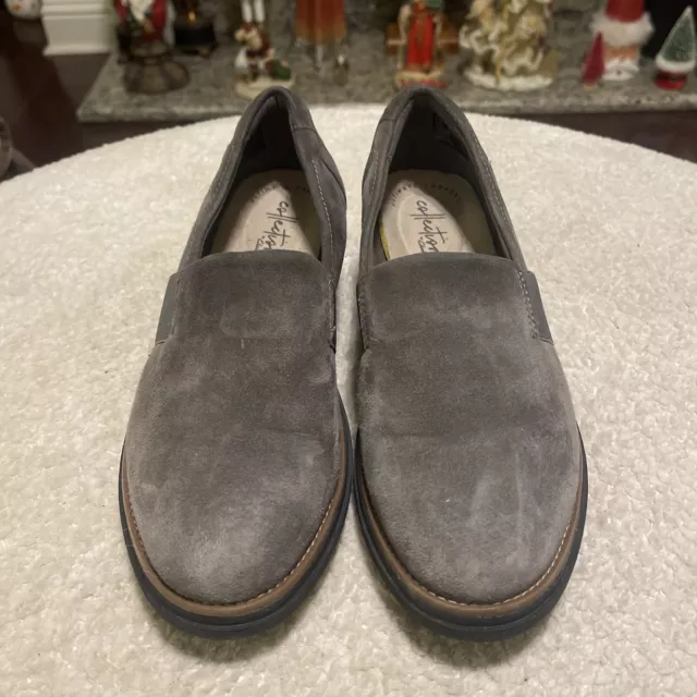 CLARKS COLLECTION ULTIMATE Comfort Sharon Dolly Gray Suede Slipon ...