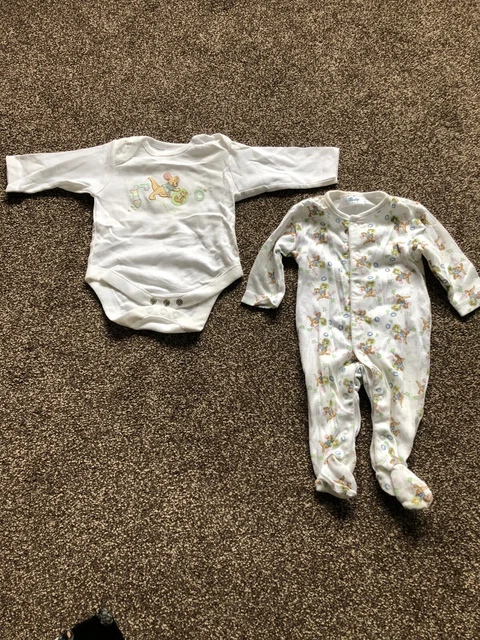 Bundle of Disney Winnie the Pooh Little Roo vest bodysuit and babygrow age 0-3 m