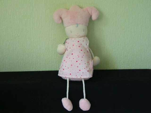 DOUDOU POUPEE COROLLE - ROSE PETITS POIS - HOCHET- 26 cm - 2003 - COLLECTION