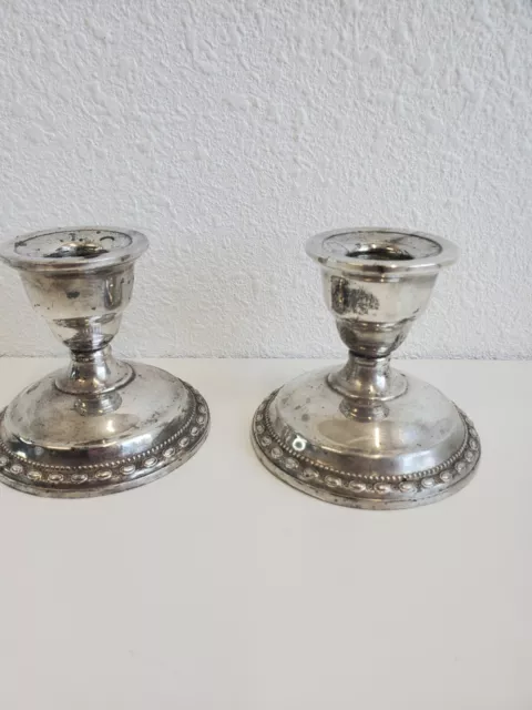 Pair Vintage Classic La Pierre Sterling Candlesticks Candle Holders Weighted