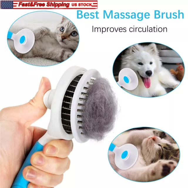 Pet Self Cleaning Hair Brush Remover Dog Cat Comb Grooming Massage Deshedding