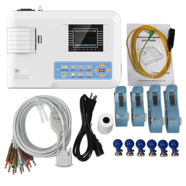 ECG100GECG Machine LCD Electrocardiograph 1 Channel EKG Monitor 12 Leads Printer