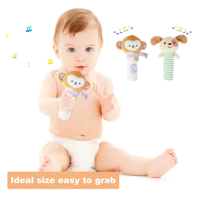 Infant Newborn Baby Musical Rattle Monkey Hand Bell Early Learning Toys Gifts UK