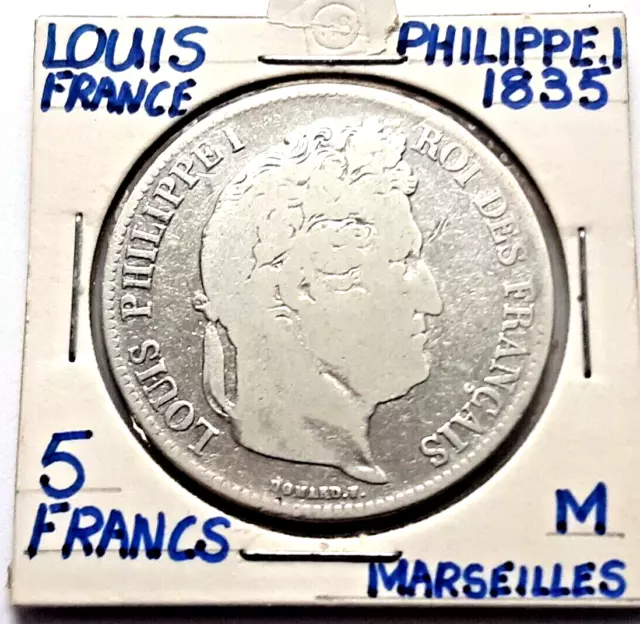 ARGENTO 0.900 gr 25 REGNO DI Francia 5 franchi, 1835 Luigi Filippo I