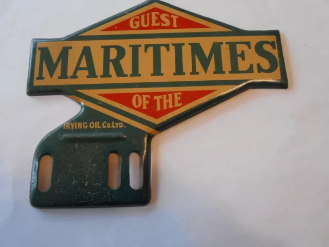 Vintage Irving Oil Guest of the Maritimes license plate topper