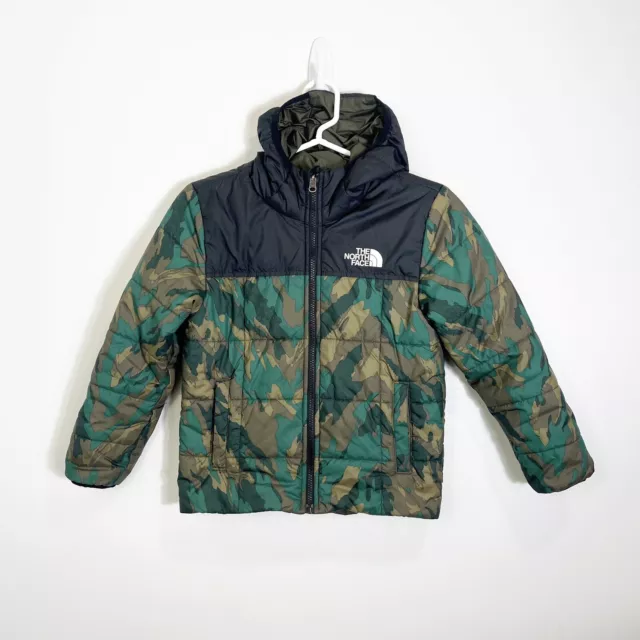 The North Face Boys Reversible Perrito Jacket Camouflage Black Green Small 7/8