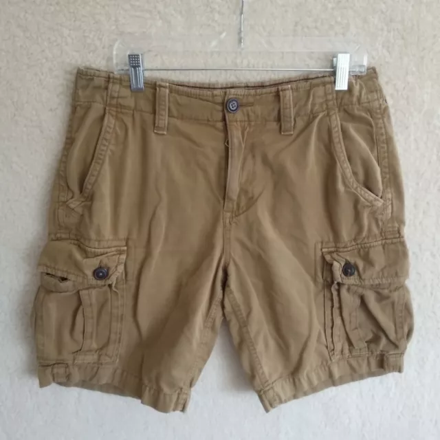 American Eagle Cargo Shorts Mens 32 Tan Classic Flat Front Preppy Casual Y2K
