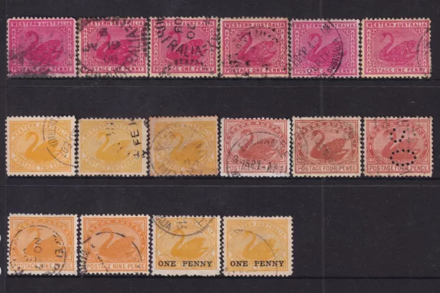 AUSTRALIA STATES WA 1905-12 Swan & Surcharge Issues SG 139-172 £84.25+