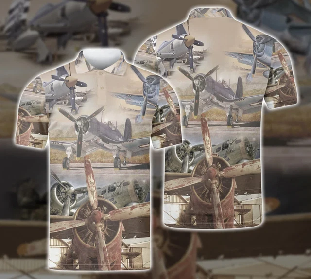 Aircrafts All Over Printed Polo Shirt