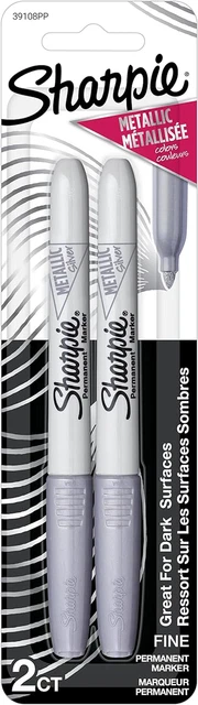 Metallic Permanent Markers, Fine Point, Silver, 2 Count