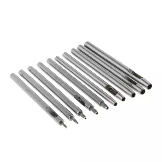 10 Pieces Carbon Steel Hollow Punch Set Leather Hole Punch Puncher 0.5-5mm