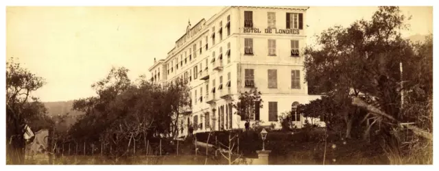 Italia, San Remo, Grand Hotel Londra, Panorama, vintage albumen print vintage al