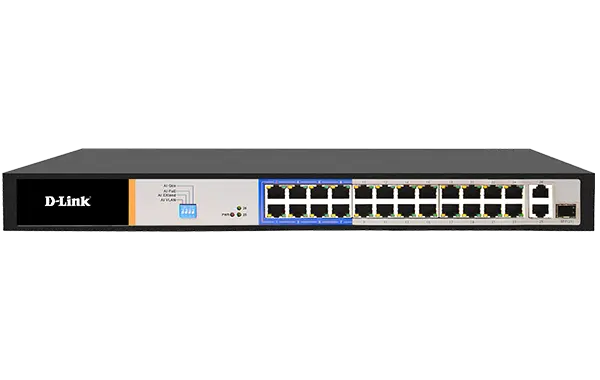 D-link 26-Port PoE Switch with 24 10/100Mbps Long Reach PoE+ Ports and 2 Giga...