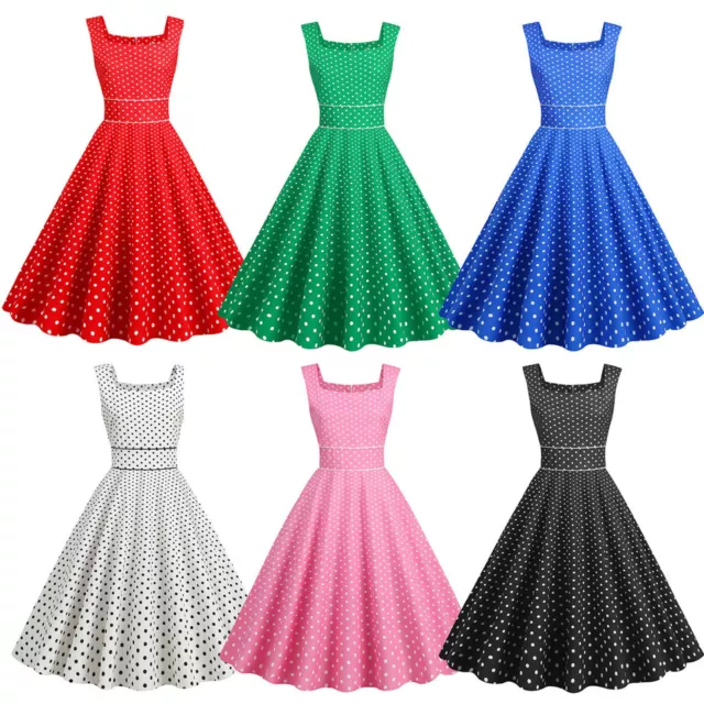 Women's 1950s Vintage Cocktail Party Retro Wedding Guest Rockabilly Midi Dress