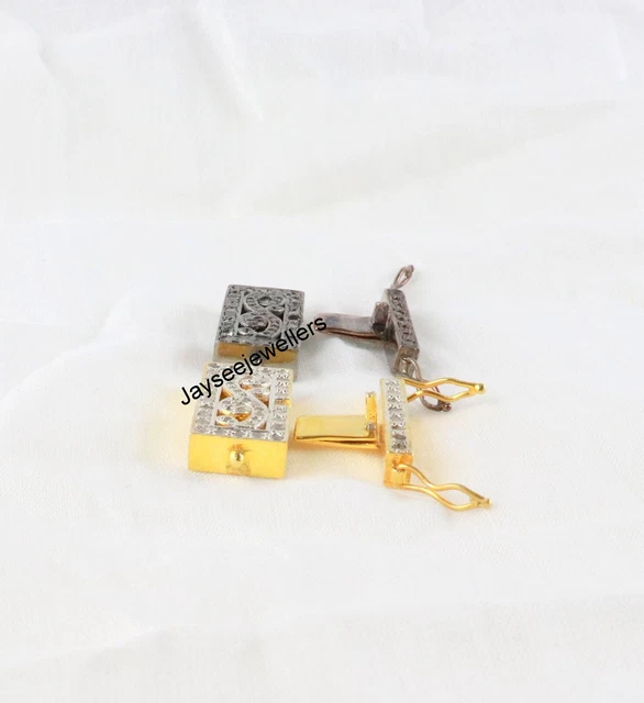 SOLDE OUVERT BOÎTE Fermoir Fin Pave Diamants 925 Argent Verrou Handmade ...