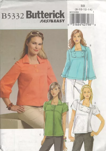 Butterick B5332 Misses Loose Fitting Unlined Jackets/8-14/SEWING PATTERN UNCUT