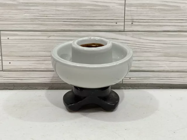 Vtg Large Ceramic Insulator Brown & White Chance 5" Across 4" Tall