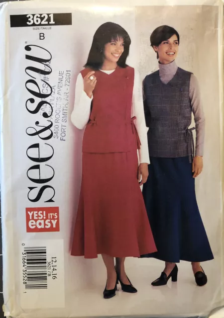 Butterick Sewing Pattern 3621 Misses Top Vest  SIze 12 14 16 Uncut FF