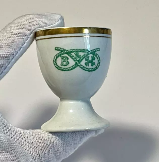 Antique Egg Cup Green Hanley Hotel ware Enduraware English Rare Stamp B & H Logo 3