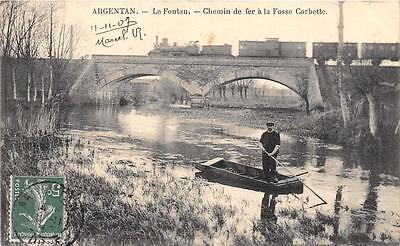 Cpa 61 Argentan Le Fontau Chemin De Fer A La Fosse Corbette (Train Sur Le Pont