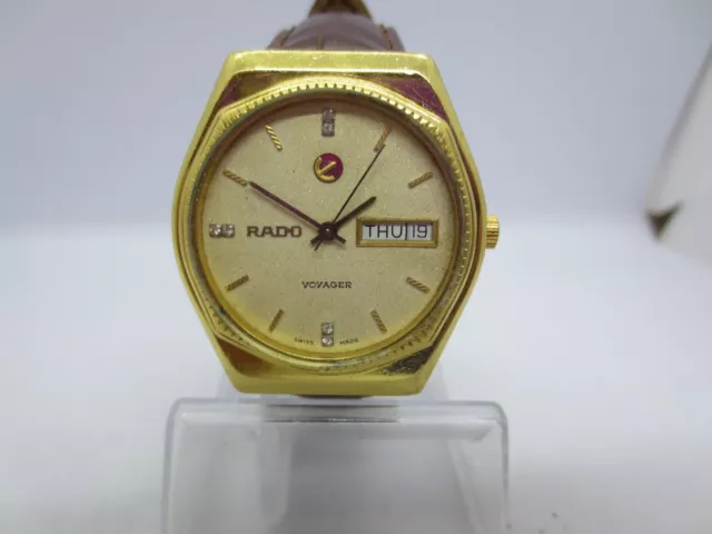 Vintage Rado Voyager Daydate Goldplated Automatic Mens Watch