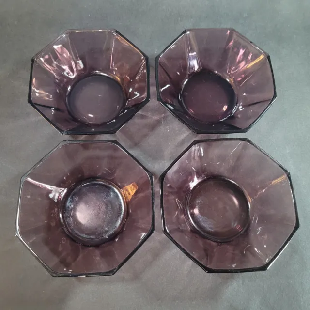 Moroccan Amethyst by HAZEL-Atlas Purple Glass Octogan Fruit Dessert Bowl small 4