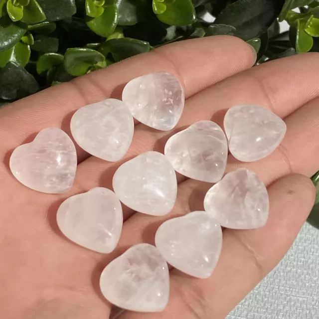 10pcs Natural Clear Quartz Mini Heart Skull Quartz Crystal Pendant Healing Gem