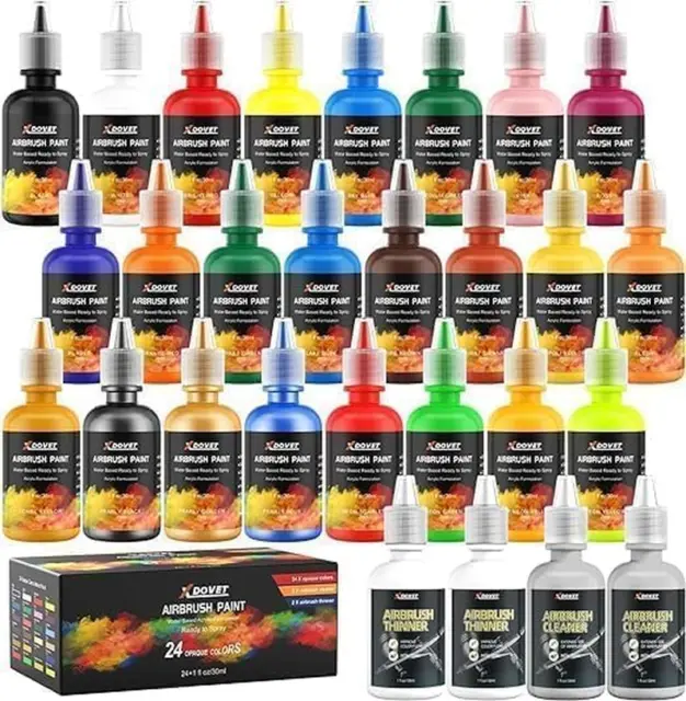 U.S. Art Supply 12 Color 1oz Transparent Airbrush Paint Set W Cleaner & Thinner