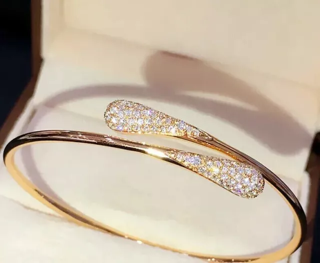 Cubic Zirconia Attractive Women's Bangle Bracelets Silver Yellow Gold Plated